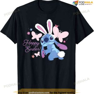 Disney Lilo & Stitch Hoppy Easter Bunny And Butterflies Disney Easter Shirt