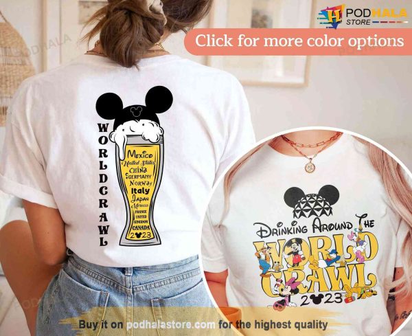 Drinking Around The World Tour Shirt, Epcot Disney 2023 Mickey Minnie Tee