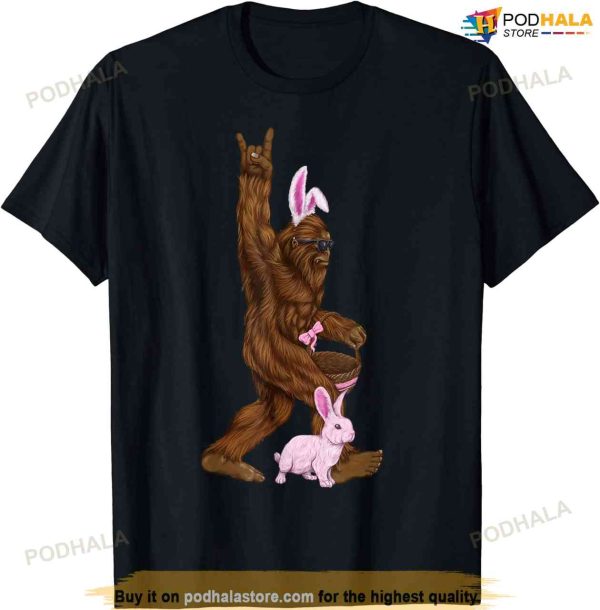 Easter Bigfoot Bunny In A Basket Is Funny For Sunday Funny Easter Shirt
