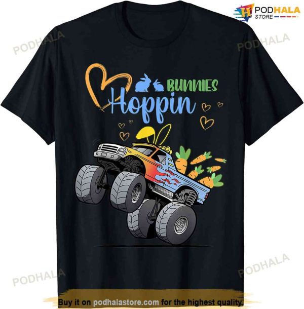 Easter Bunny Rabbit Monster Truck Toddler Boy Girl Kid Shirt, Easter Gifts For Teens