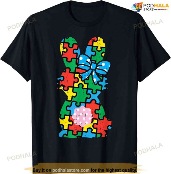 Easter Bunny Rabbit Puzzle Autism Awareness Women Boys Kids T-shirt
