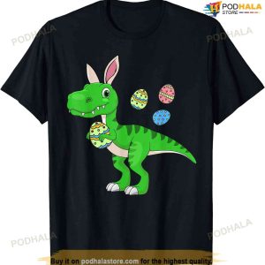 Easter Dinosaur Shirt Boys Kids Bunny Easter Basket Stuffers T-shirt