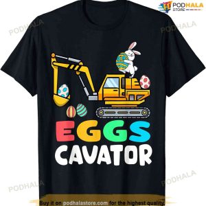 Eggs-cavator Easter Bunny Excavator Toddler Boys Easter Kids T-shirt