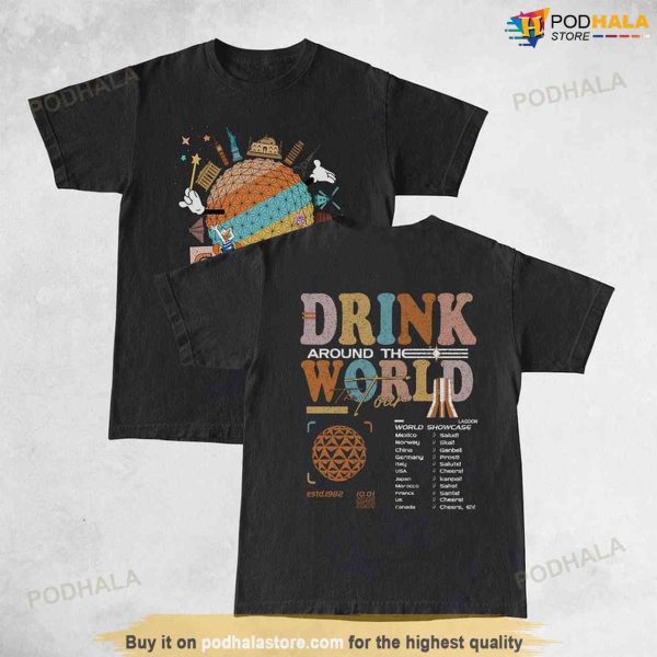 Epcot Drink World Tour 2023 Shirt, Mickey And Friends Tshirt
