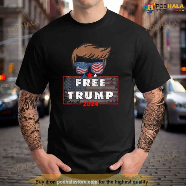 Free Donald Trump 2024 American Flag T-Shirt, Free Trump Shirt