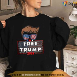 Free Donald Trump 2024 American Flag T shirt Free Trump Shirt 3