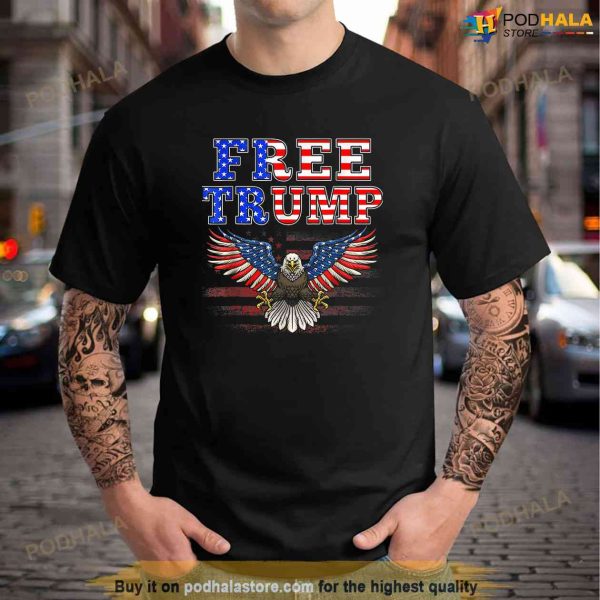 Free Donald Trump Republican American Flag Bald Eagle, Free Trump Shirt