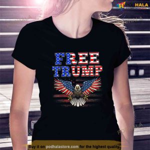 Free Donald Trump Republican American Flag Bald Eagle Free Trump Shirt 2