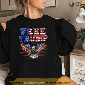 Free Donald Trump Republican American Flag Bald Eagle Free Trump Shirt 3