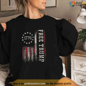 Free Donald Trump Republican Support Pro Trump American Flag 1776 Free Trump Shirt 3
