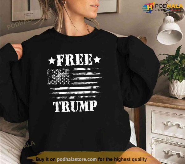 Free Donald Trump Republican Support Pro Trump American Flag, Free Trump Tee