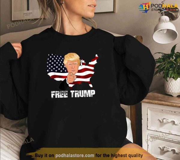 Free Donald Trump T-Shirt, American Flag Free Trump Shirt