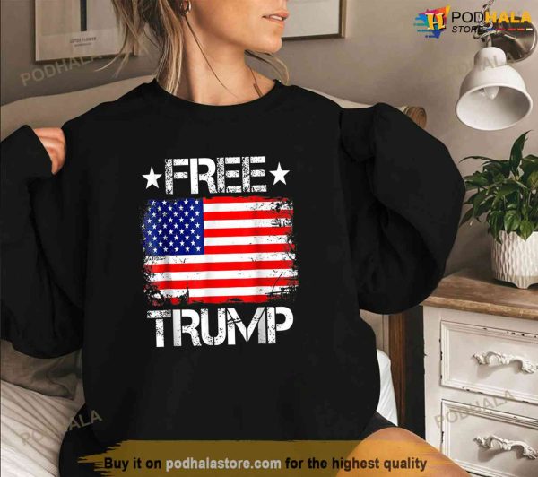 Free Donald Trump T-Shirt Republican Support Pro Trump American Flag, Free Trump Shirt