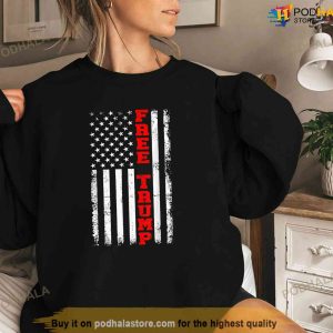 Free Trump Vintage American Flag Pro Trump 2024 Republican Free Trump Shirt 3