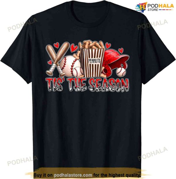 Funny Baseball Lover Tis The Season Baseball Mom Game Day T-shirt