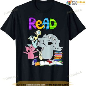 Funny Teacher Library Read Book Club Piggie Elephant Pigeons T-shirt