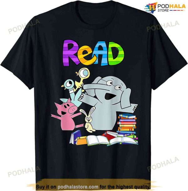Funny Teacher Library Read Book Club Piggie Elephant Pigeons T-shirt