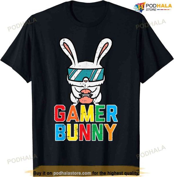 Gamer Bunny Cute Easter Video Game Gaming Boys Kids Toddler Cute Easter Shirt
