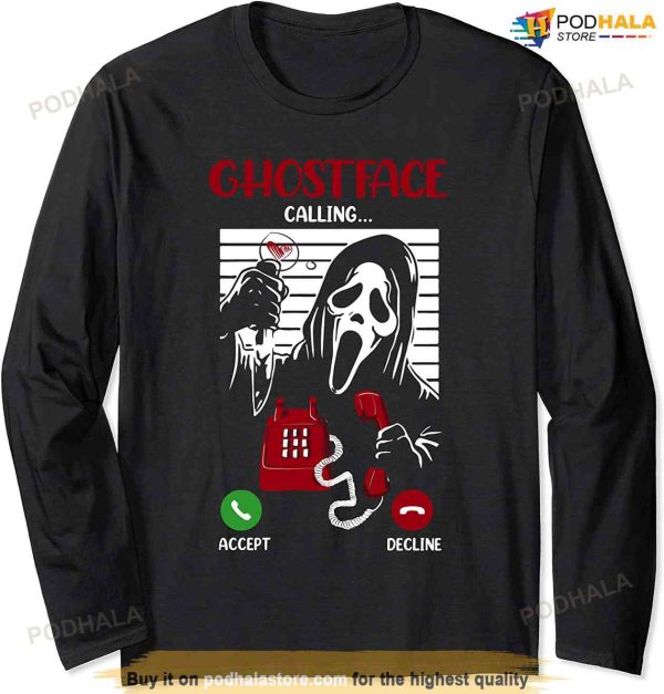 Ghostface Calling Halloween Funny Ghost Scary For Men Women Long Sleeve T-shirt