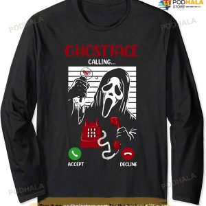 Ghostface Calling Halloween Funny Ghost Scary For Men Women Long Sleeve T-shirt Ena