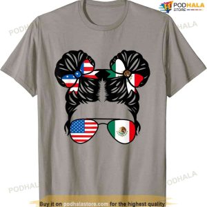 Half American Half Mexican Girl Usa Mexico Flag Patriot T-shirt