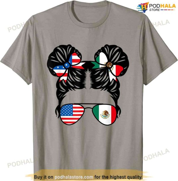 Half American Half Mexican Girl Usa Mexico Flag Patriot T-shirt