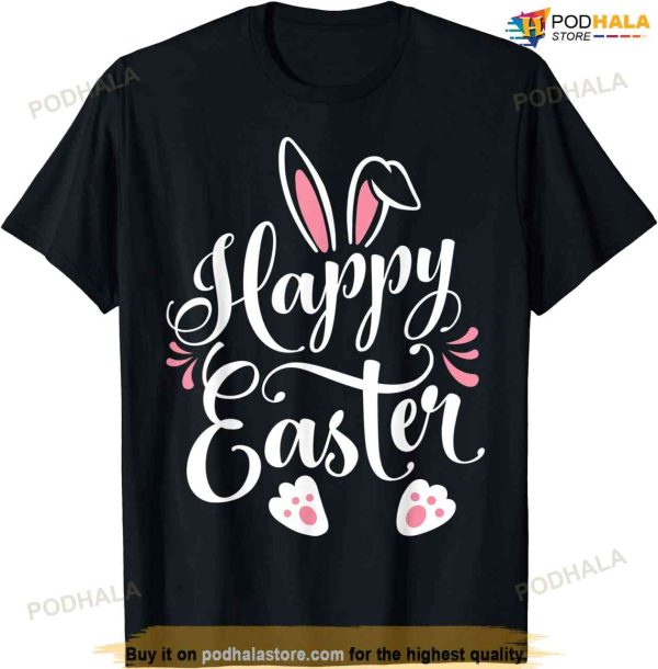 Happy Easter Bunny Rabbit Face Funny Easter Day Women Girls Cute Easter Shirt