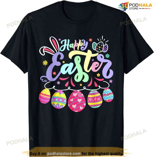 Happy Easter Bunny Spring Easter Egg Hunt Easter Women Girl Cute Easter Shirt