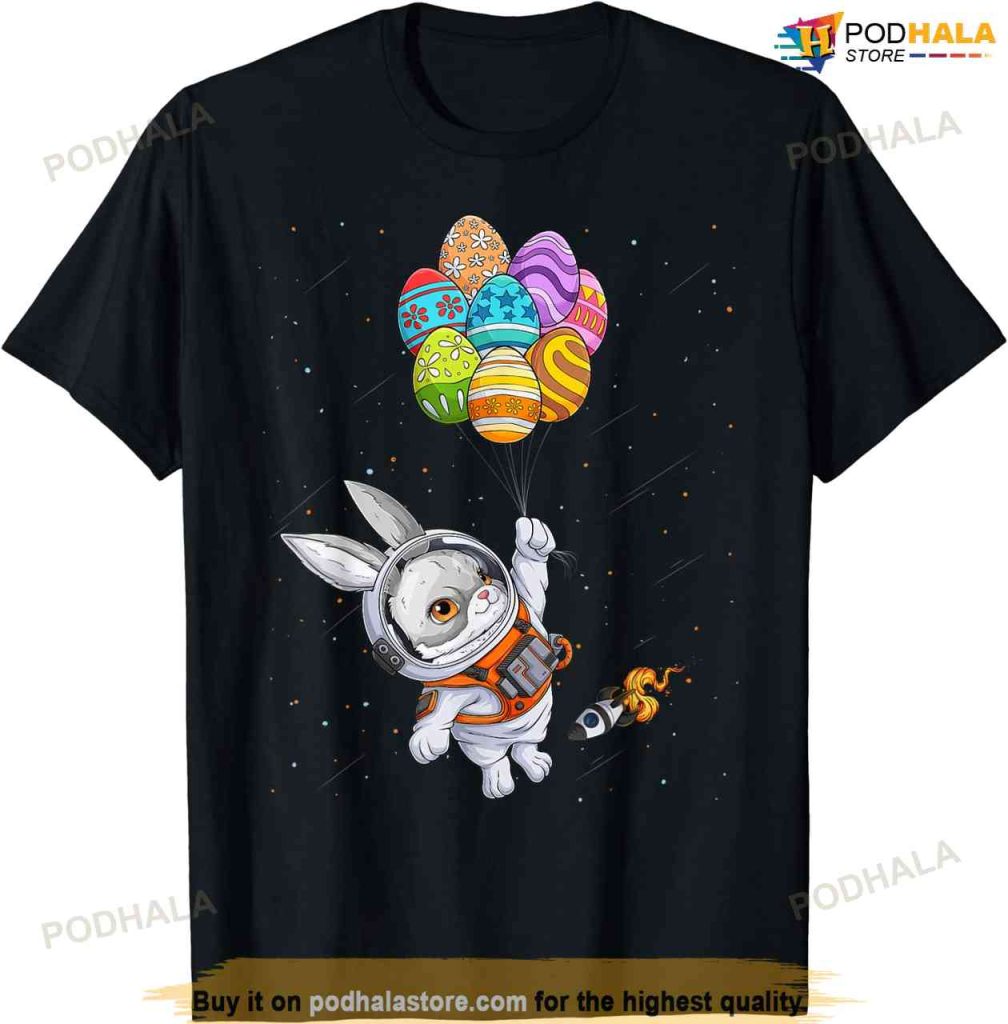 Happy Easter Day Bunny Egg Astronaut Space Boys Girls Kids Cute Easter Shirt
