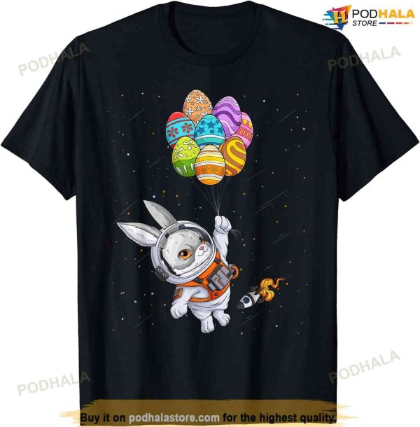 Happy Easter Day Bunny Egg Astronaut Space Boys Girls Kids T-shirt