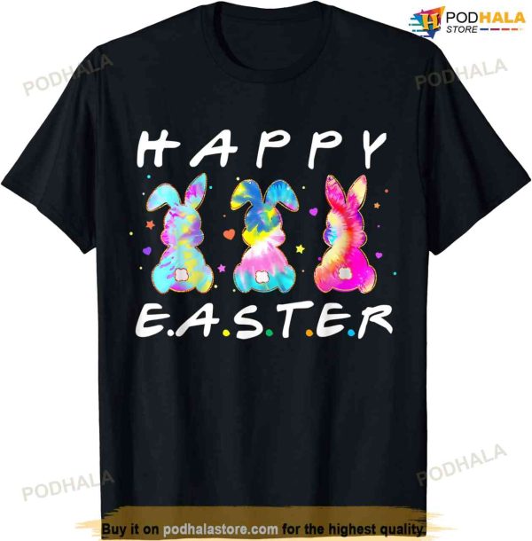 Happy Easter Day Cute Bunny Funny Rabbit Tie Dye Women Girls T-shirt