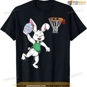 Happy Easter Shirt Kids Boys Bunny Dunk Basketball Easter T-shirt