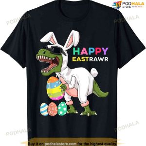 Happy Eastrawr T Rex Easter Bunny Dinosaur Eggs Boys Kids Funny Easter Shirt