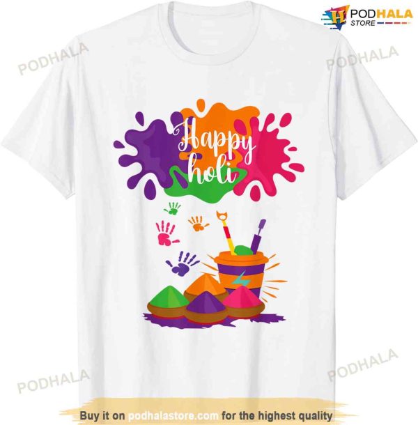 Happy Holi Festival Outfit For Women Kids Men Family T-shirt
