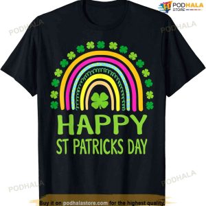 Happy St Saint Patrick's Day Rainbow Girls Kids T-shirt