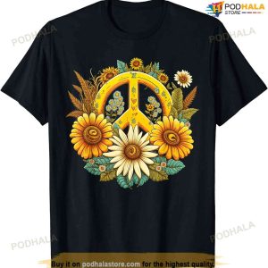 Hippie Daisy Peace Sign Retro Flower Sunflower Lovers T-shirt