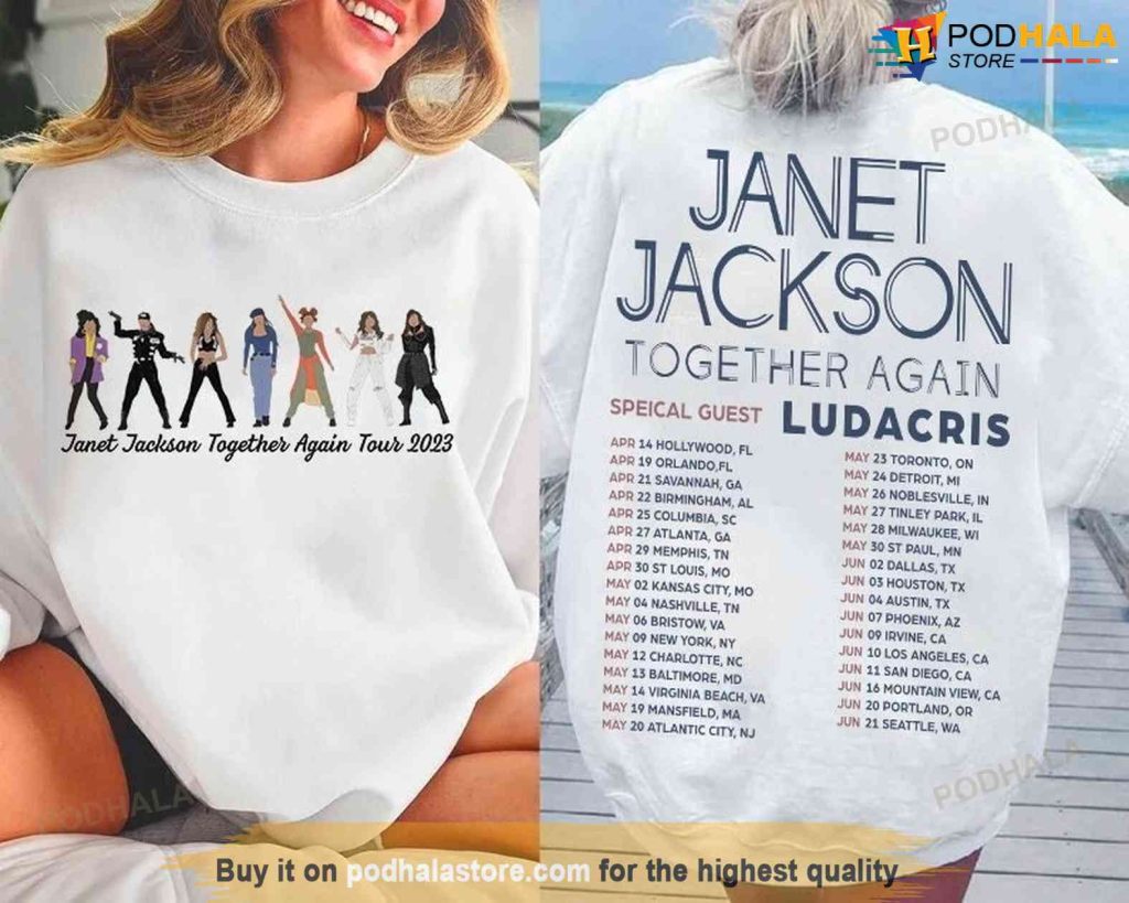 Janet Jackson Together Again Tour 2023 2 Sides Shirt, Janet Shirt For Fan
