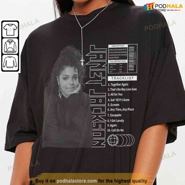 Janet Jackson Tracklist Song Vintage Unisex Shirt, Janet Jackson Tee Shirt