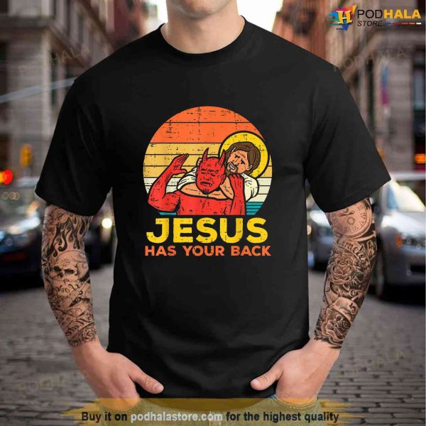 Jesus Has Your Back Jiu Jitsu Retro Christian Men Women Kids Shirt, Jesus Merch