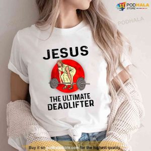 Jesus The Ultimate Deadlifter Vintage Retro Gym Fitness Funny Jesus Tshirt