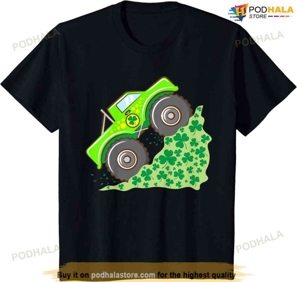Kids Boys Monster Truck St Patricks Day Shamrock Lucky Toddler T-shirt