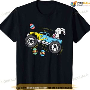 Kids Easter Bunny Riding Monster Truck Cute Boys Kids Toddler Funny Easter Shirt