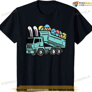 Kids Easter Eggs On Dump Truck Bunny Cute Boys Kids Toddler T-shirt