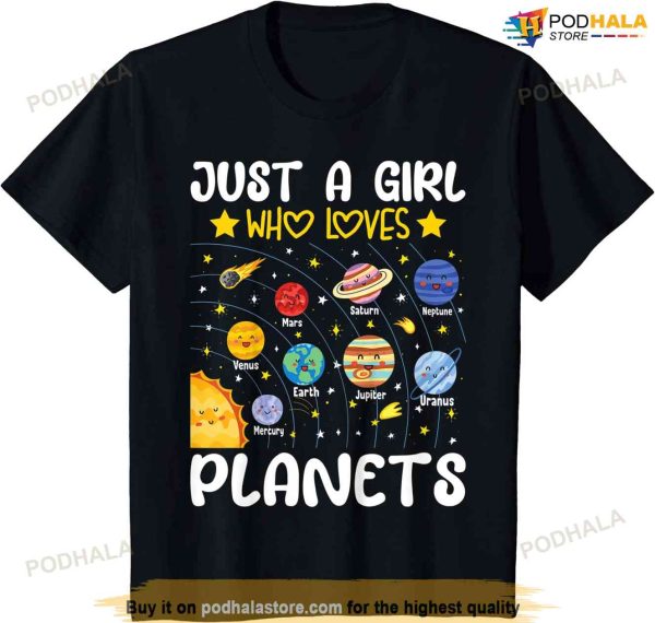 Kids Just A Girl Who Loves Planets Solar Space Science Lover Girl T-shirt
