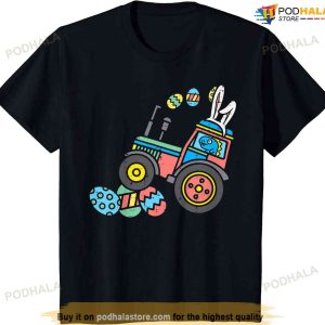 Kids Trex Bunny Tractor Crushing Eggs Easter Boys Kids Toddler Funny Easter Shirt