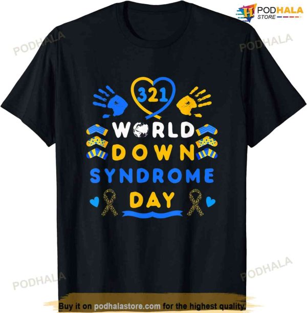 Kids World Down Syndrome Day Awareness Socks Ribbon March 21 T-shirt