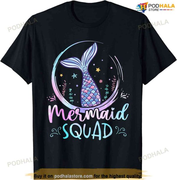 Mermaid Birthday Squad Party Girls Women Mermaid T-shirt