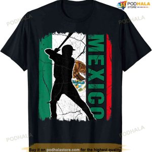 Mexican Baseball Player Mexico Flag Baseball Fans T-shirt