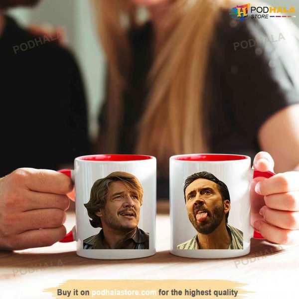 Nic Cage On One Side, Pedro Pascal On The Other Side Coffee Mug