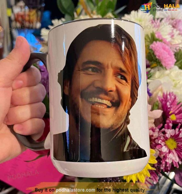 Pedro Pascal Mug, Nic Cage On One Side, Pedro Pascal On The Other Side